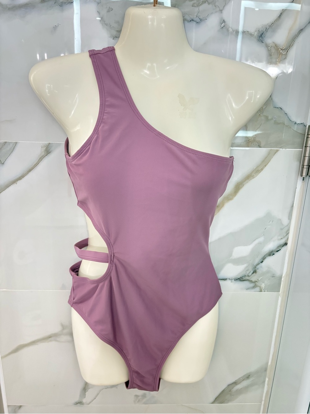 refuge One-Shoulder Swimsuit in Dusty Mauve